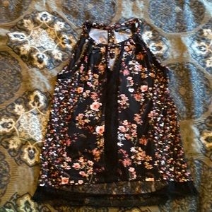 Black and pink Floral Blouse. White House Black Market Small
